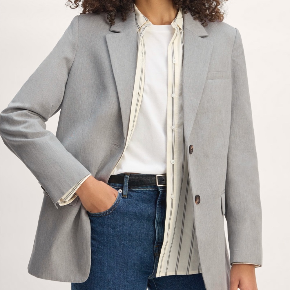 EVERLANE: The Oversized Blazer in Buttersmooth - Heather Steel
